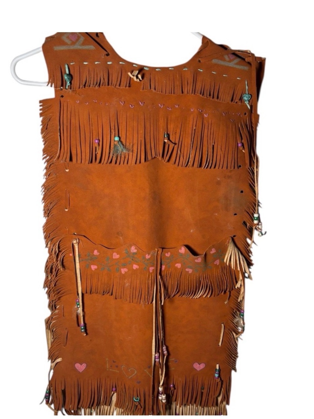 Handmade Kids Fringed Leather Dress/Costume With Beaded Accents